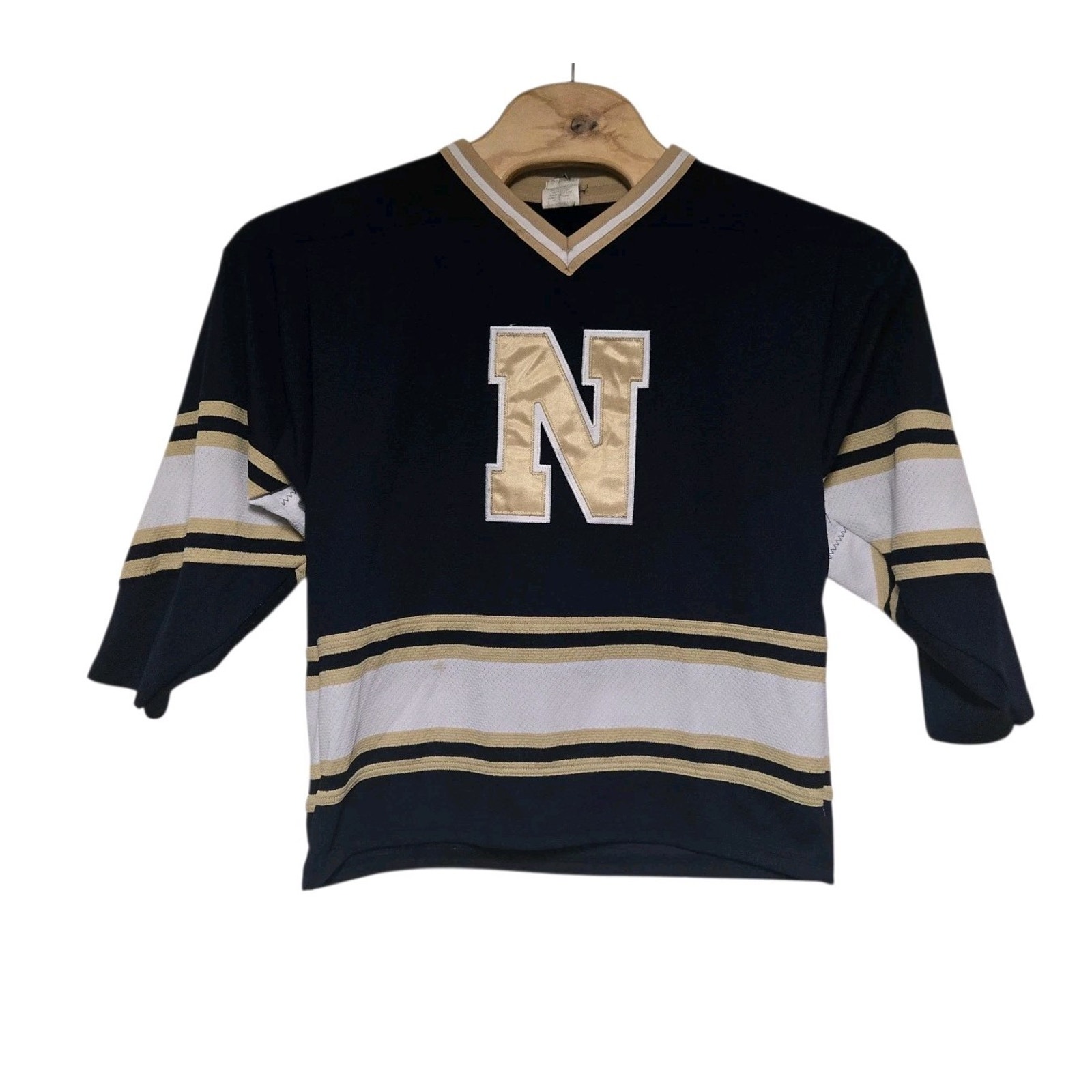 Vintage Navy Academy College Hockey Jersey Youth Xl Kids